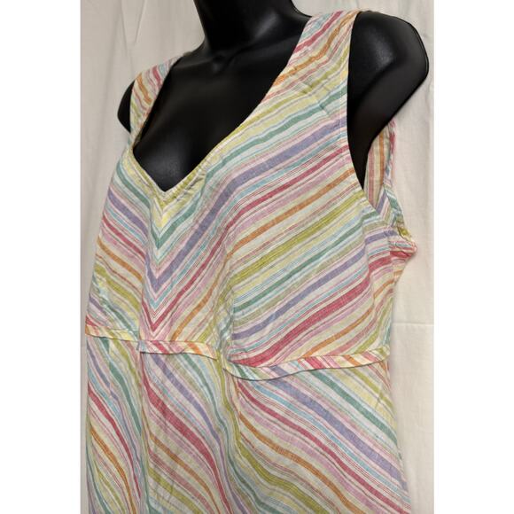 Motherhood Maternity Women Linen Top Blouse V-Neck Sleeveless Stripe Pink New - Picture 3 of 9